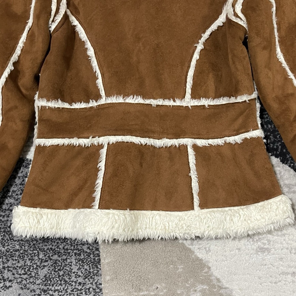 Regent & Company Jacket Faux Suede Women Medium Western Shearling Line Coat Yoke - Picture 15 of 16